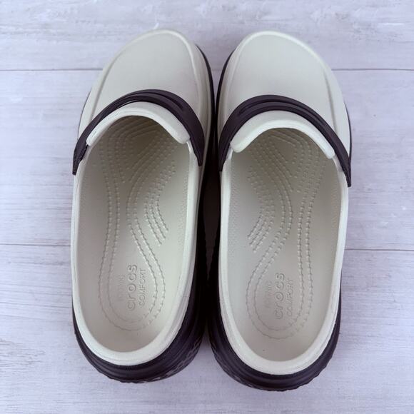 Crocs Stomp Loafers Womens 5 White Black Chunky Platform Y2K Slip On Waterproof - Picture 7 of 12